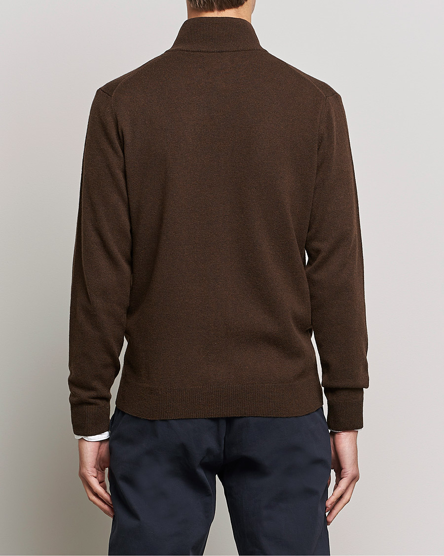Heren | Truien | GANT | Lambswool Full Zip Dark Brown Melange