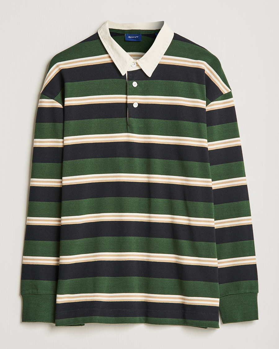 Heren | Truien | GANT | Archive Striped Heavy Rugger Storm Green