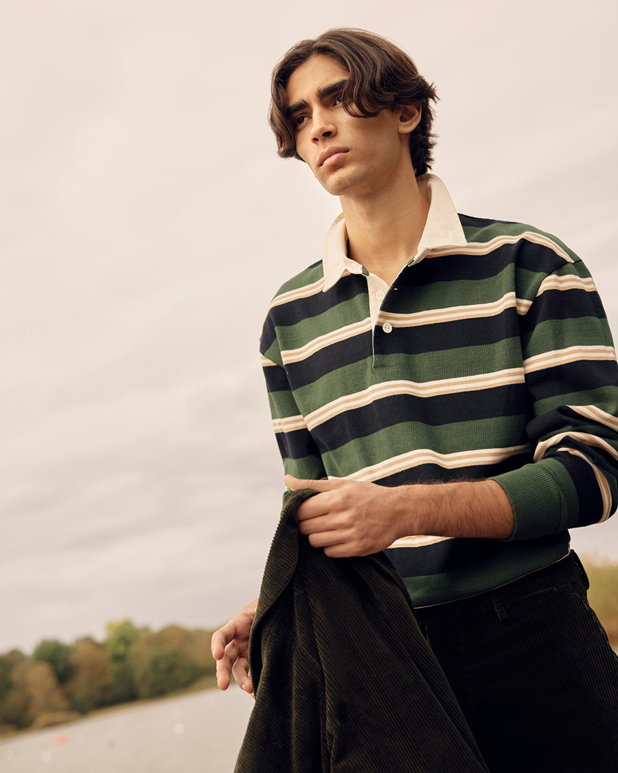 Heren | Truien | GANT | Archive Striped Heavy Rugger Storm Green