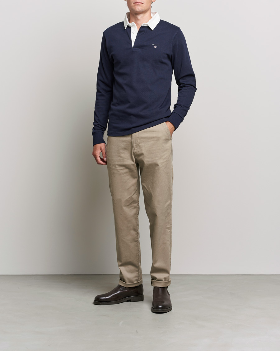 Heren | Truien | GANT | Original Solid Heavy Rugger Evening Blue