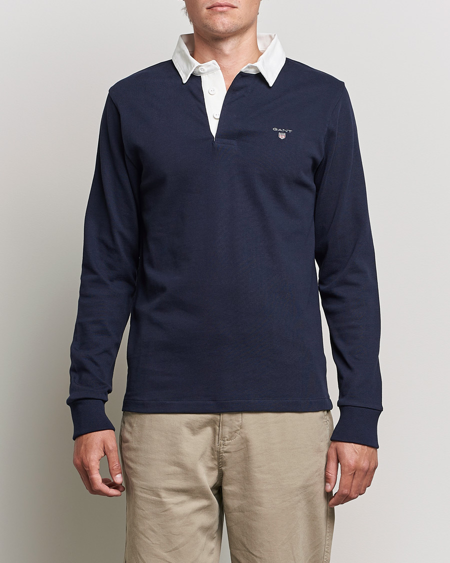 Heren | Truien | GANT | Original Solid Heavy Rugger Evening Blue