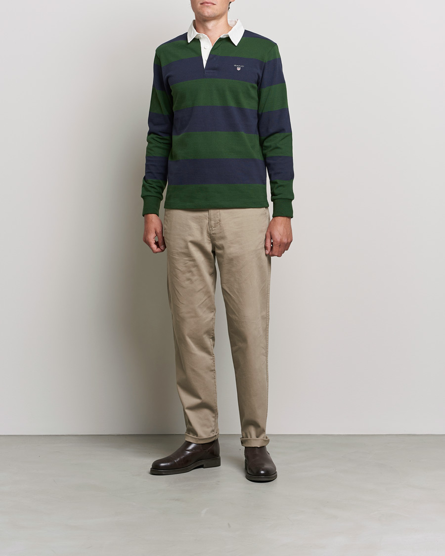 Heren | Truien | GANT | Original Barstripe Heavy Rugger Storm Green