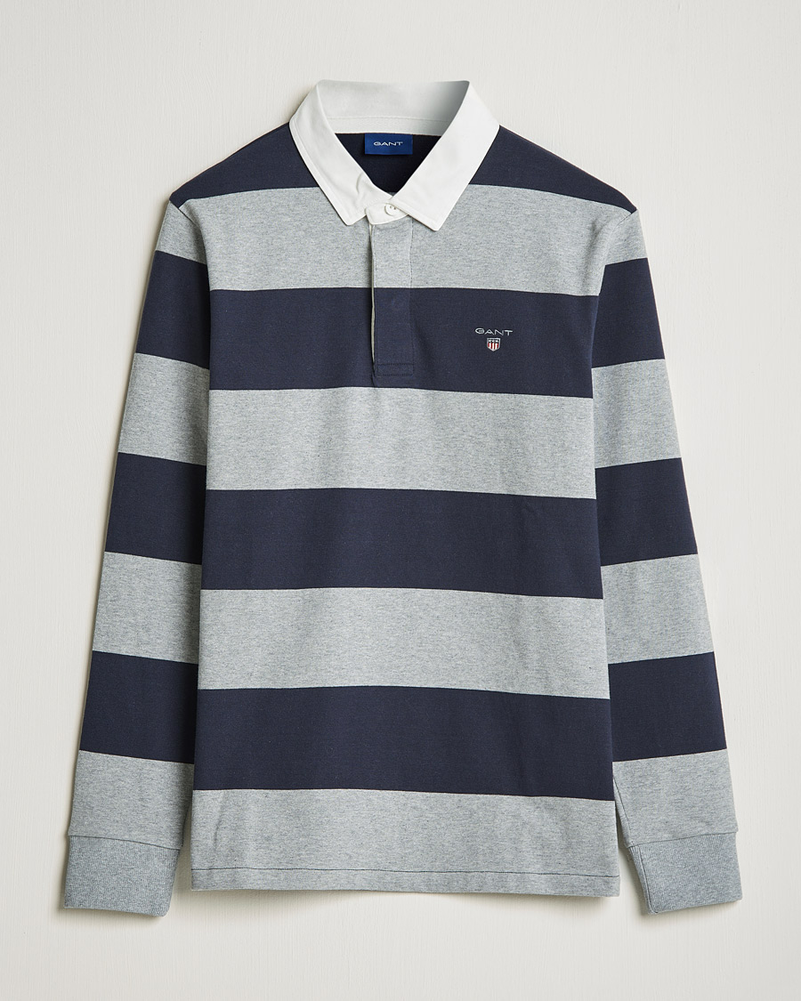 Heren | Truien | GANT | Barstriped Heavy Rugger Grey Melange