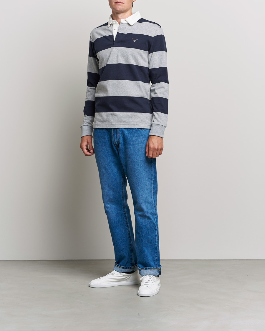 Heren | Truien | GANT | Barstriped Heavy Rugger Grey Melange