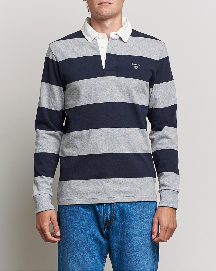 Heren | Truien | GANT | Barstriped Heavy Rugger Grey Melange