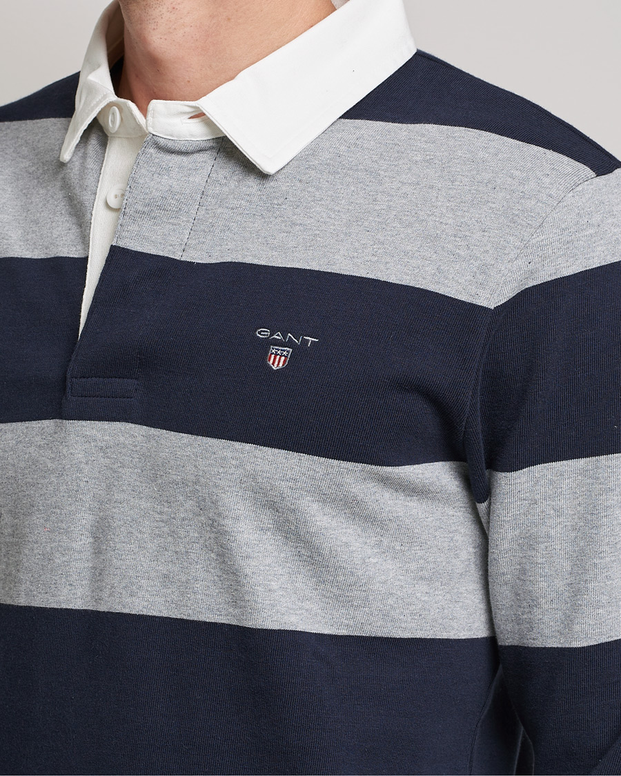 Heren | Truien | GANT | Barstriped Heavy Rugger Grey Melange