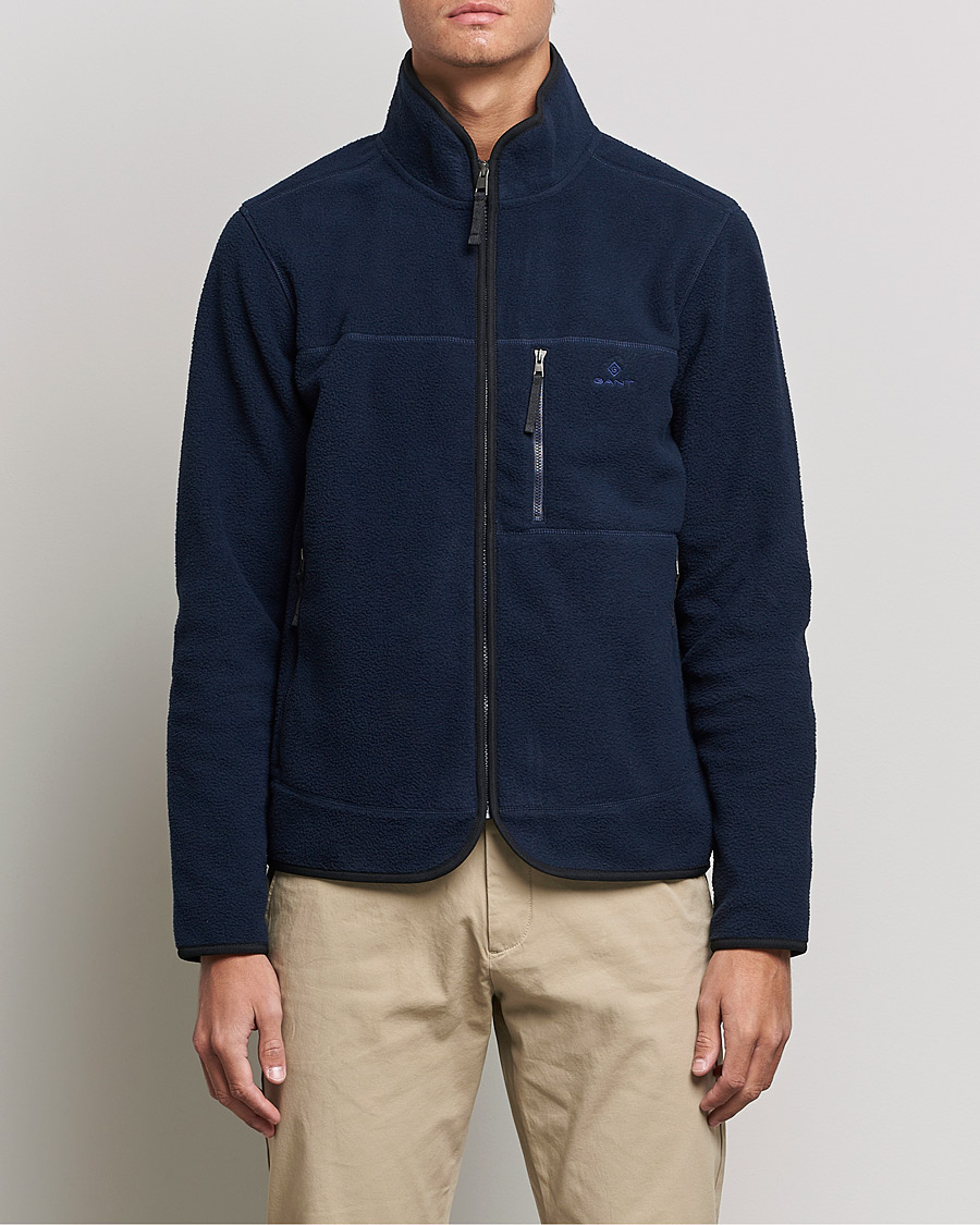 Heren | Truien | GANT | Sherpa Fleece Full Zip Evening Blue