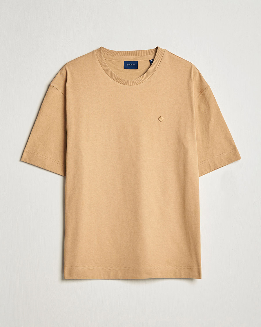 Heren | T-shirts | GANT | Icon Crew Neck T-shirt Toffee Beige