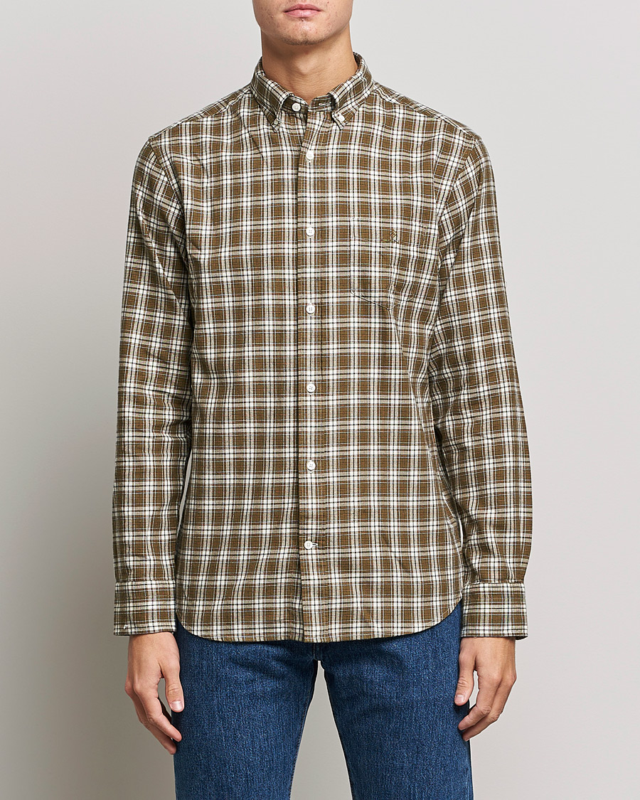 Heren | Overhemden | GANT | Regular Fit Flannel Checked Shirt Army Green