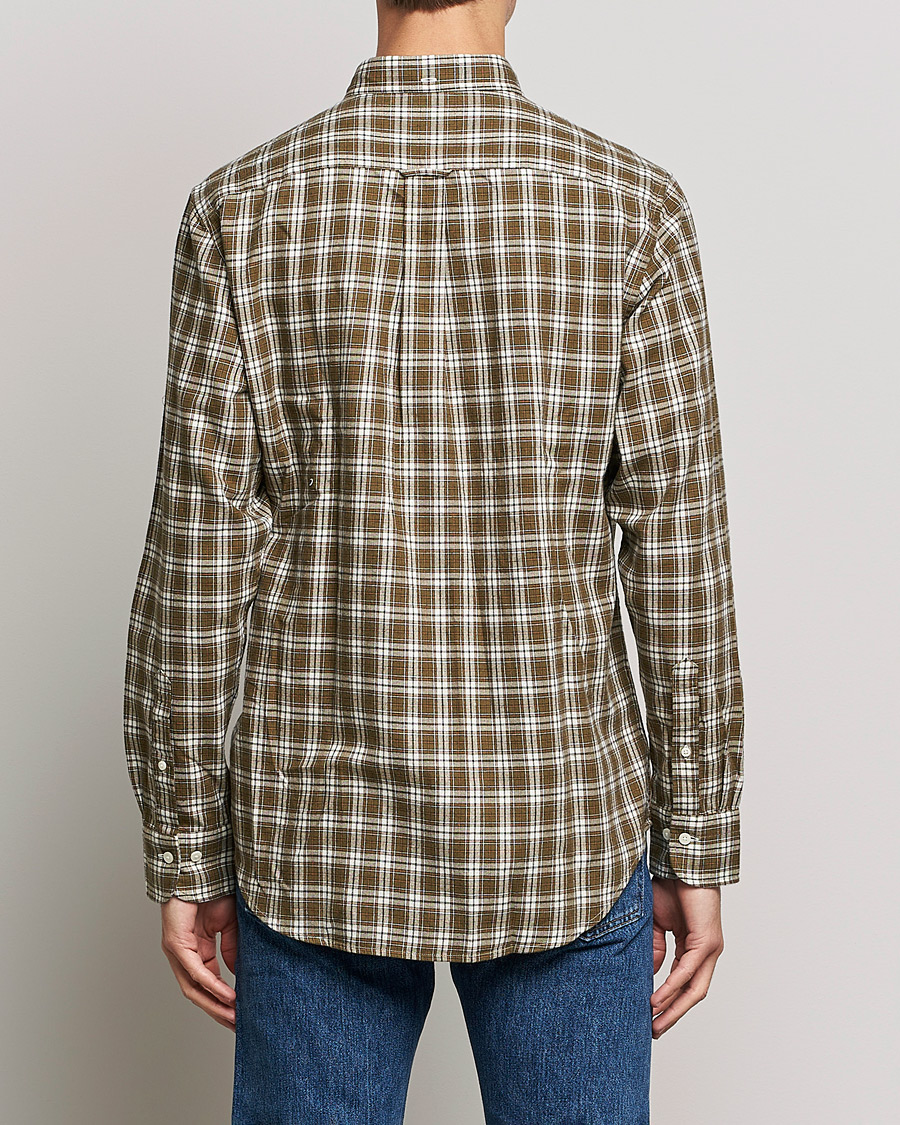 Heren | Overhemden | GANT | Regular Fit Flannel Checked Shirt Army Green