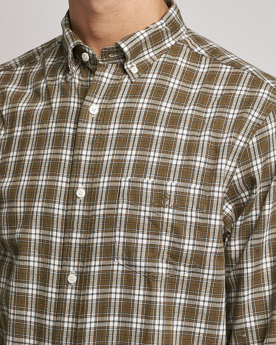 Heren | Overhemden | GANT | Regular Fit Flannel Checked Shirt Army Green