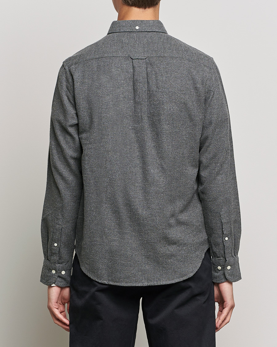 Heren | Overhemden | GANT | Regular Fit Flannel Herringbone Shirt Charcoal Melange