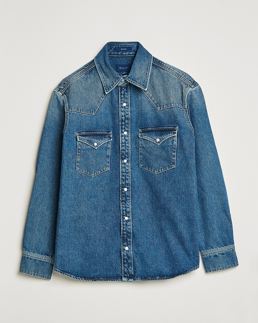 Heren | Overhemden | GANT | Western Denim Shirt Vintageg Blue