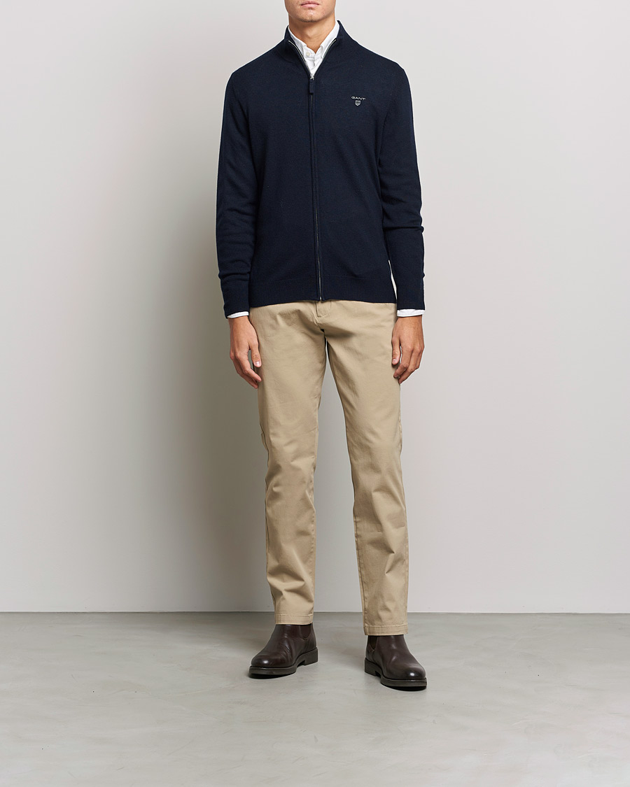 Heren | Truien | GANT | Lambswool Full Zip Marine