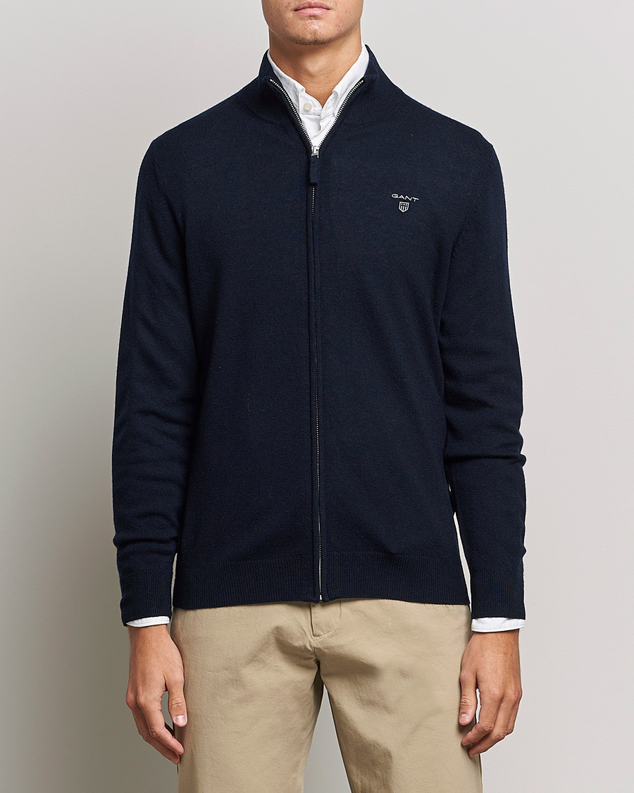 Heren | Truien | GANT | Lambswool Full Zip Marine