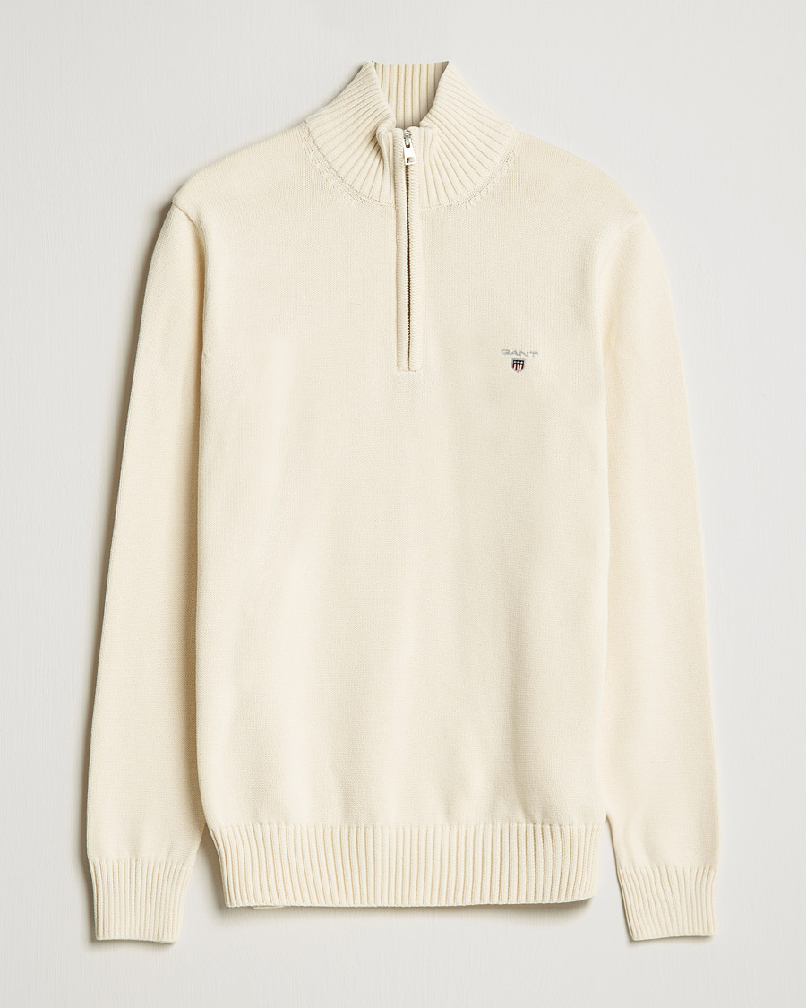 Heren | Truien | GANT | Cotton Half Zip Cream