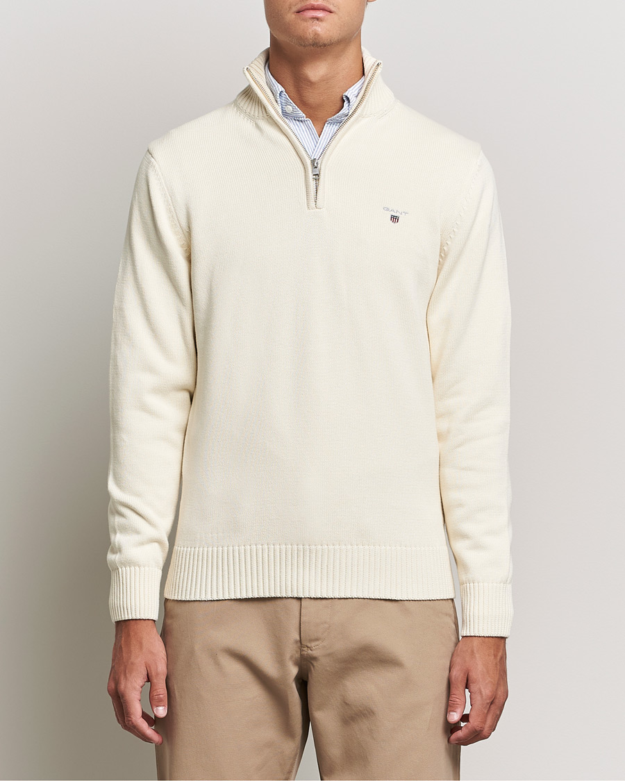 Heren | Truien | GANT | Cotton Half Zip Cream