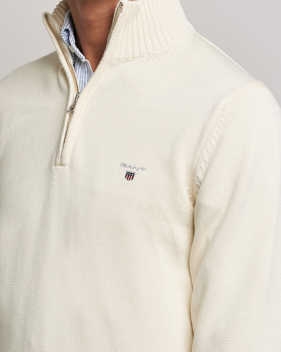 Heren | Truien | GANT | Cotton Half Zip Cream