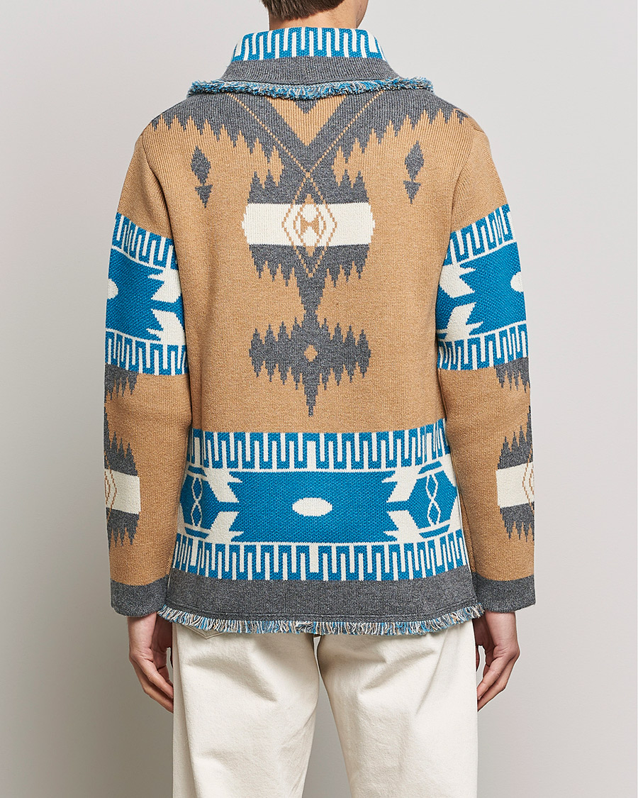 Heren | Truien | Alanui | Icon Cashmere Jacquard Cardigan Camel/Blue