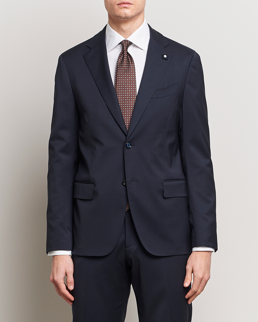 Men |  | Lardini | Two Button Wool Blazer  Navy