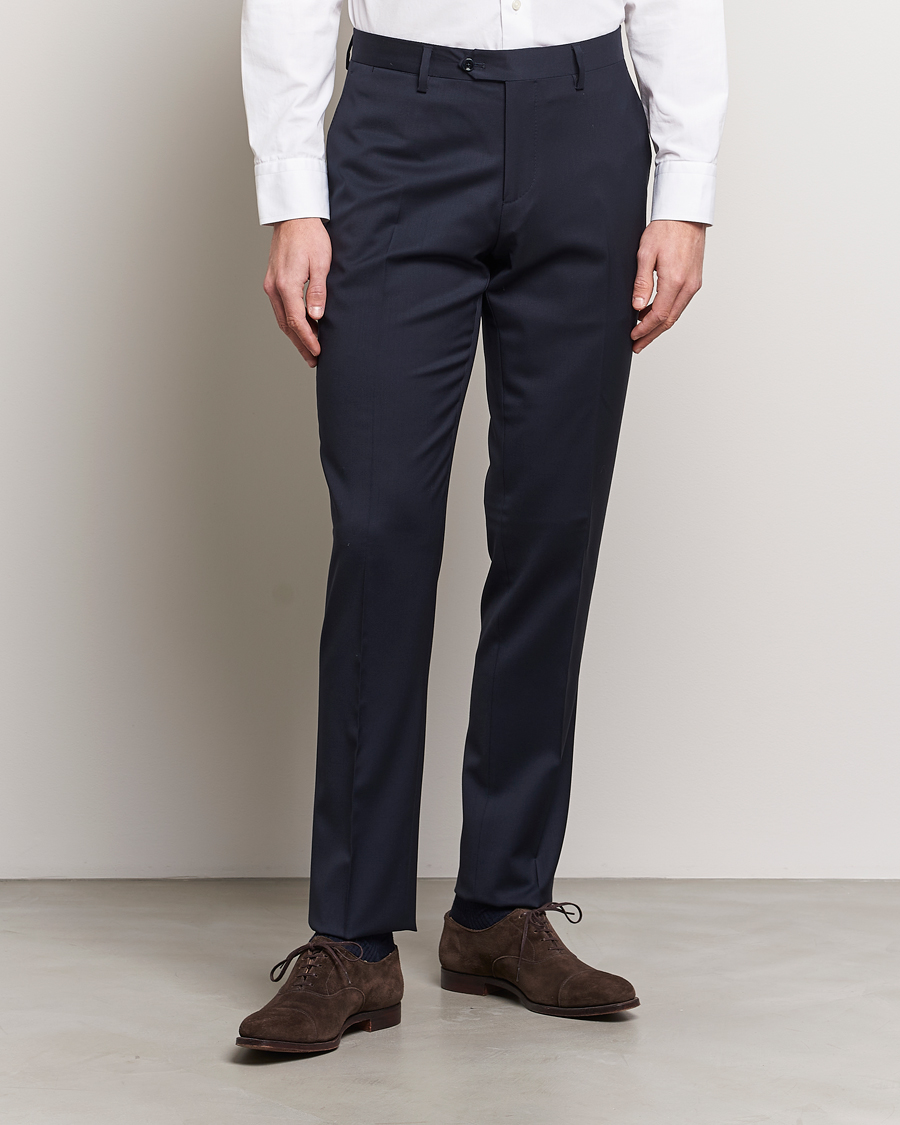 Heren | Pakbroeken | Lardini | Wool Trousers Navy