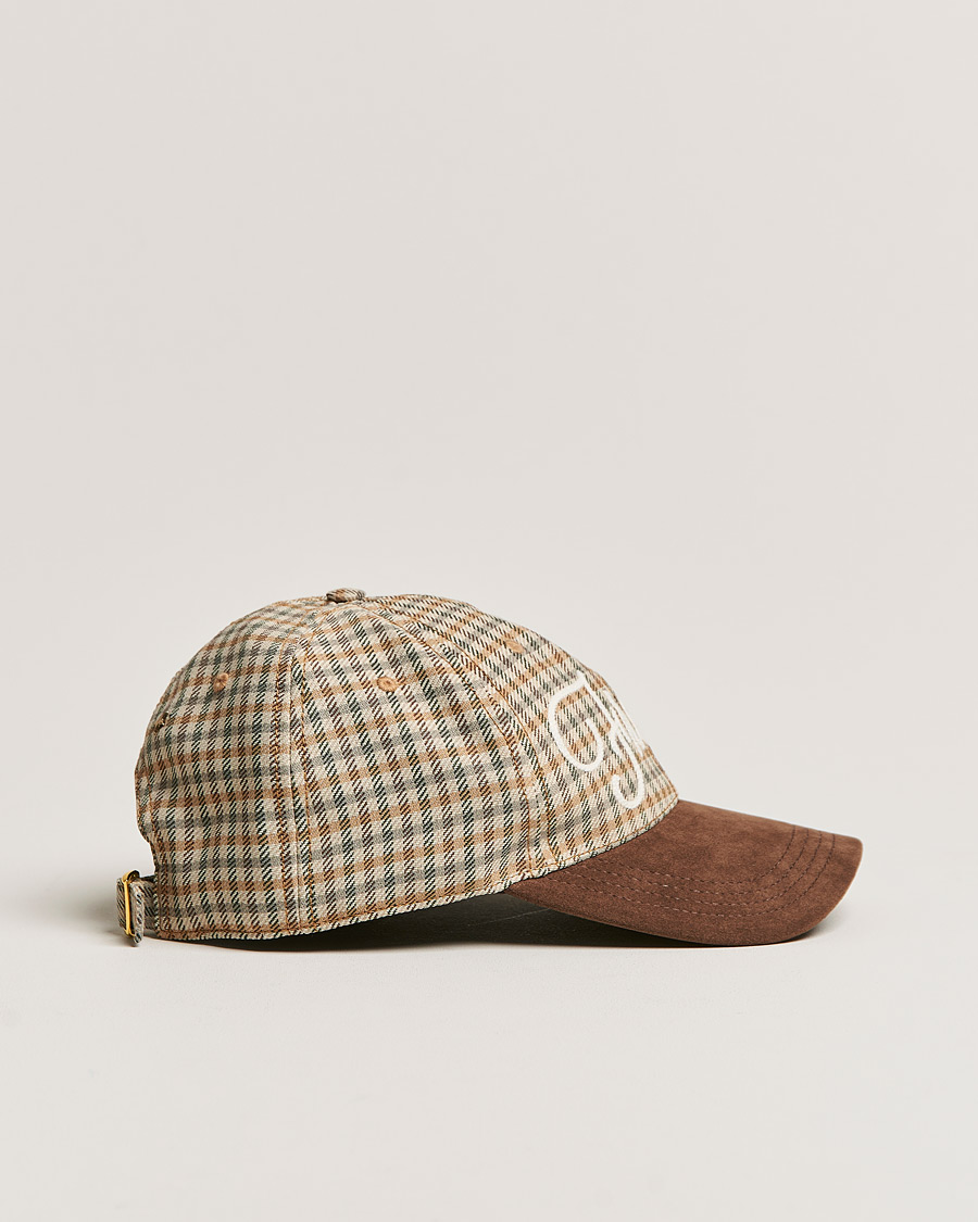 Heren | Golden Goose Deluxe Brand Alcantara Baseball Cap Brown Check | Golden Goose | Deluxe Brand Alcantara Baseball Cap Brown Check