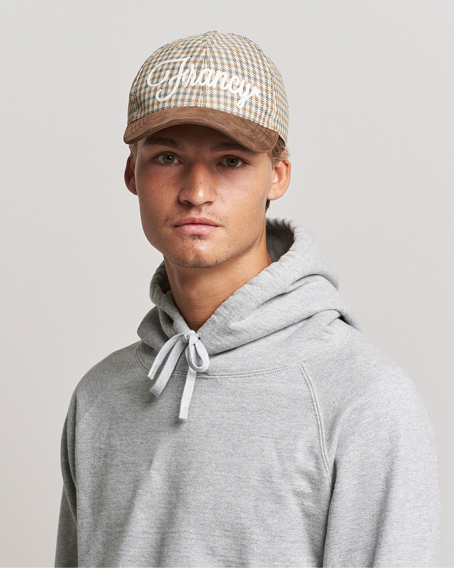 Heren | Golden Goose Deluxe Brand Alcantara Baseball Cap Brown Check | Golden Goose | Deluxe Brand Alcantara Baseball Cap Brown Check