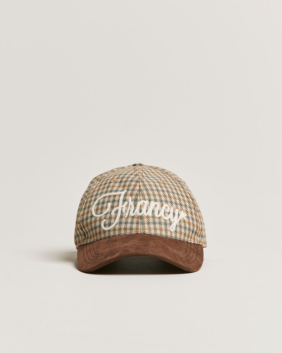 Heren | Golden Goose Deluxe Brand Alcantara Baseball Cap Brown Check | Golden Goose | Deluxe Brand Alcantara Baseball Cap Brown Check