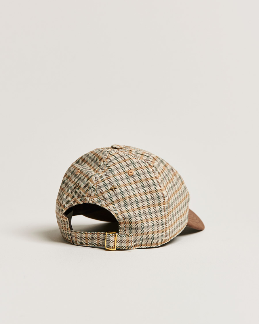 Heren | Golden Goose Deluxe Brand Alcantara Baseball Cap Brown Check | Golden Goose | Deluxe Brand Alcantara Baseball Cap Brown Check