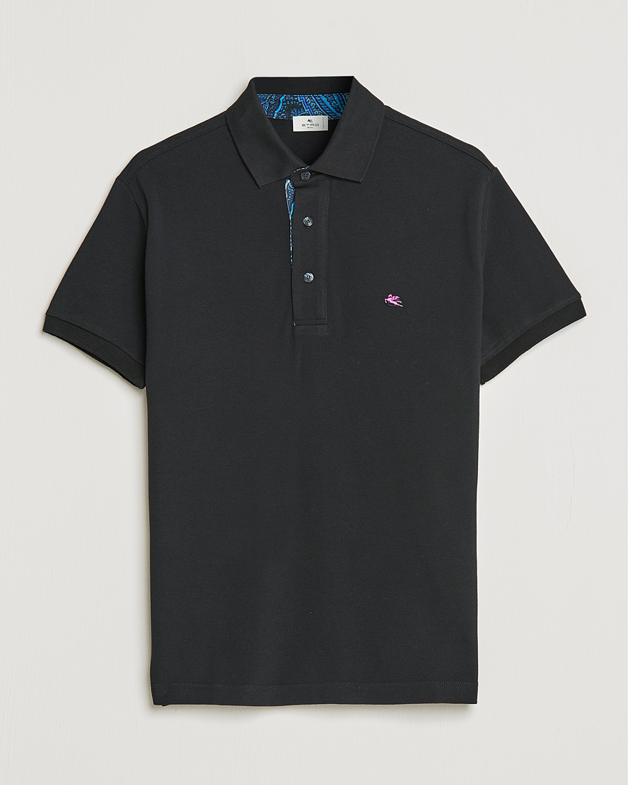 Heren | Polo's | Etro | Short Sleeve Contrast Paisley Polo Black