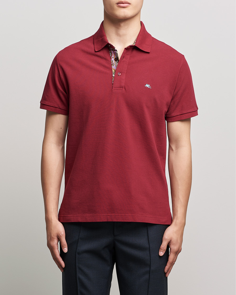 Heren | Polo's | Etro | Short Sleeve Contrast Paisley Polo Burgundy