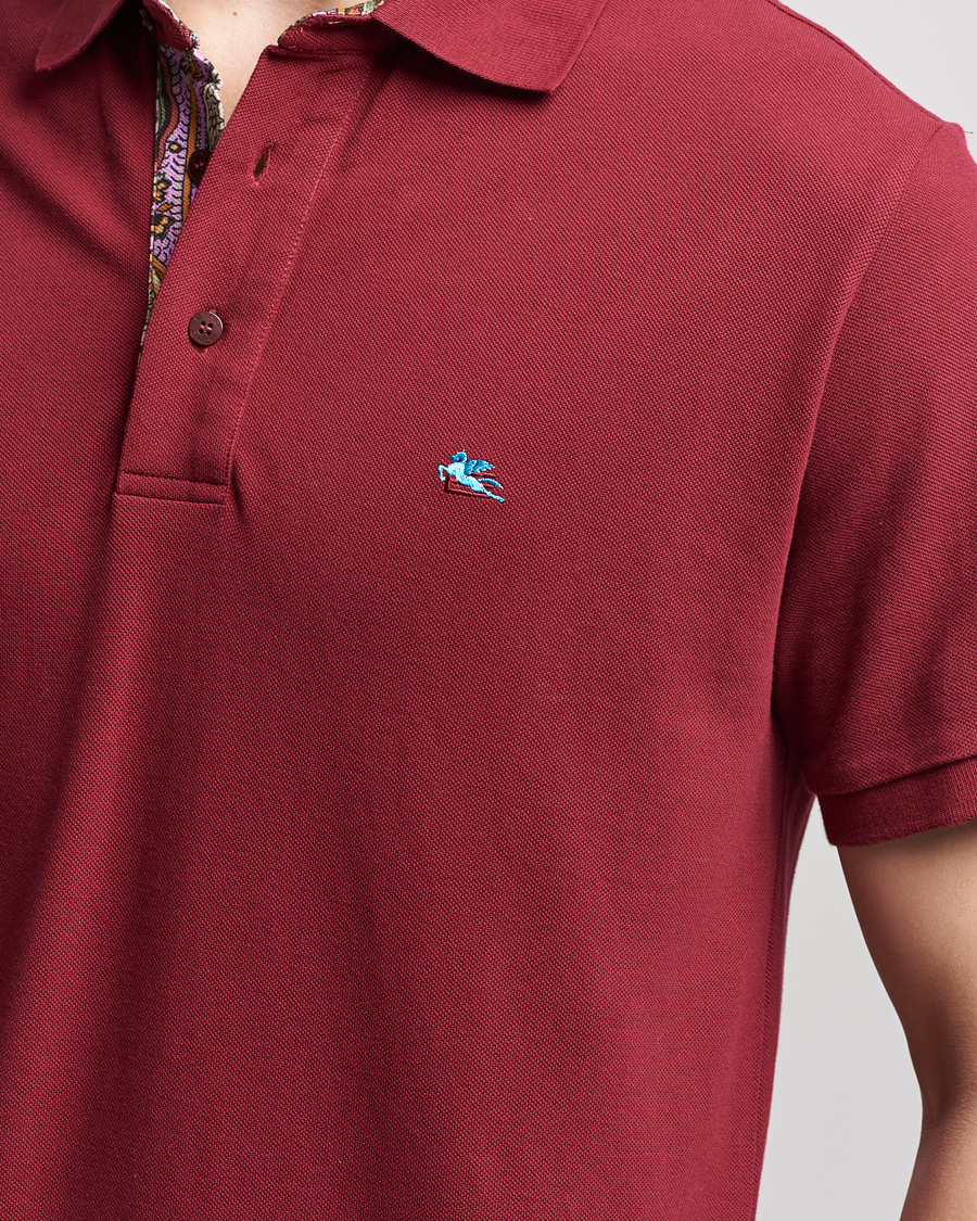 Heren | Polo's | Etro | Short Sleeve Contrast Paisley Polo Burgundy