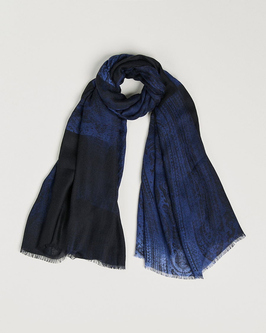 Heren | Etro Printed Cashmere Scarf Navy | Etro | Printed Cashmere Scarf Navy