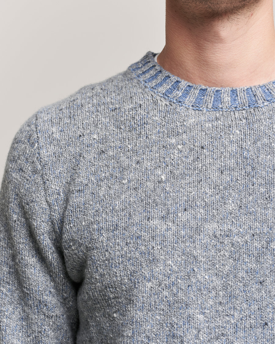 Heren | Truien | Inis Meáin | Wool/Cashmere Crew Neck Grey/Blue