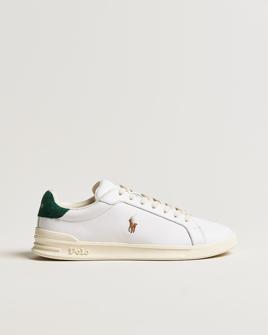 Heren | Polo Ralph Lauren Heritage Court II Leather Sneaker White/College Green | Polo Ralph Lauren | Heritage Court II Leather Sneaker White/College Green