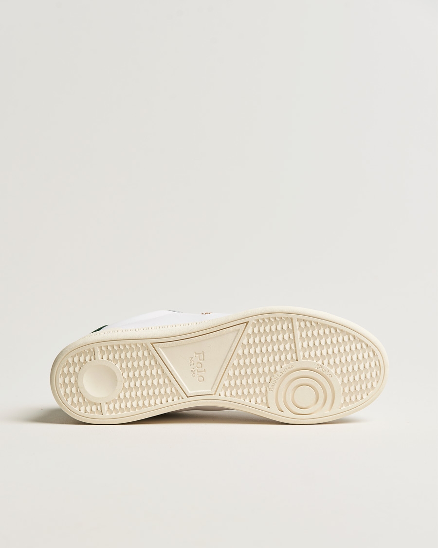 Heren | Polo Ralph Lauren Heritage Court II Leather Sneaker White/College Green | Polo Ralph Lauren | Heritage Court II Leather Sneaker White/College Green