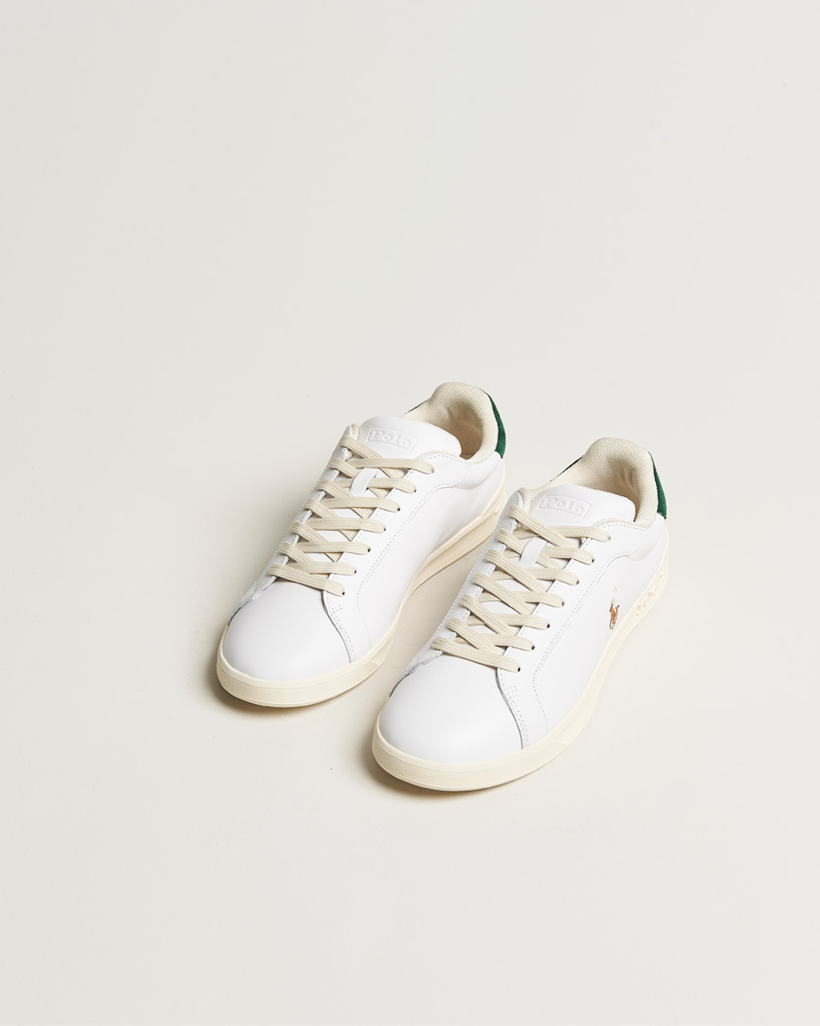 Heren | Polo Ralph Lauren Heritage Court II Leather Sneaker White/College Green | Polo Ralph Lauren | Heritage Court II Leather Sneaker White/College Green