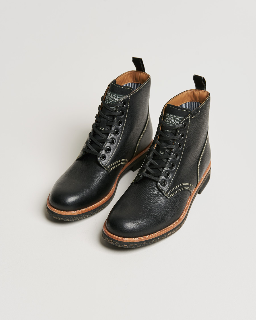 Heren | Polo Ralph Lauren RL Oiled Leather Boot Black | Polo Ralph Lauren | RL Oiled Leather Boot Black
