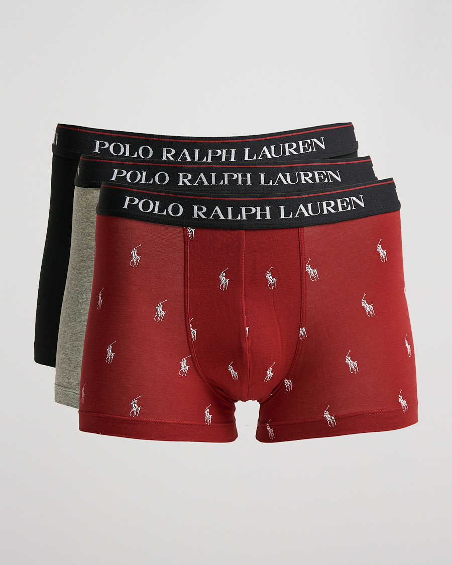 Heren | Ondergoed | Polo Ralph Lauren | 3-Pack Trunk Grey/Red Pony/Black
