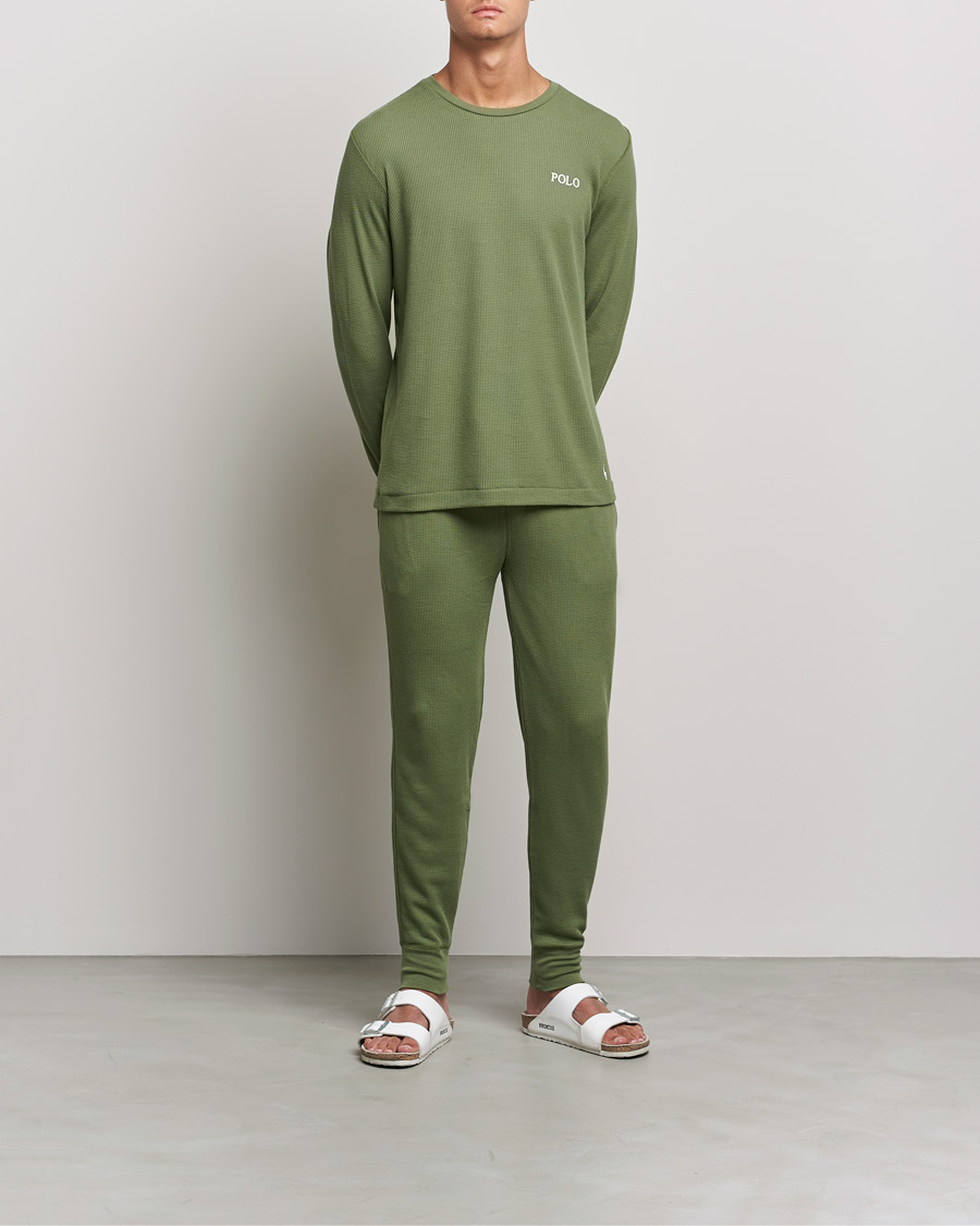 Heren | T-shirts | Polo Ralph Lauren | Waffle Long Sleeve Crew Neck Army Olive