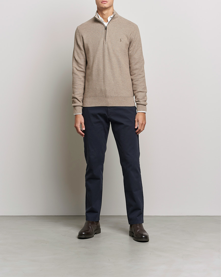 Heren | Truien | Polo Ralph Lauren | Textured Half-Zip Honey Brown Heather