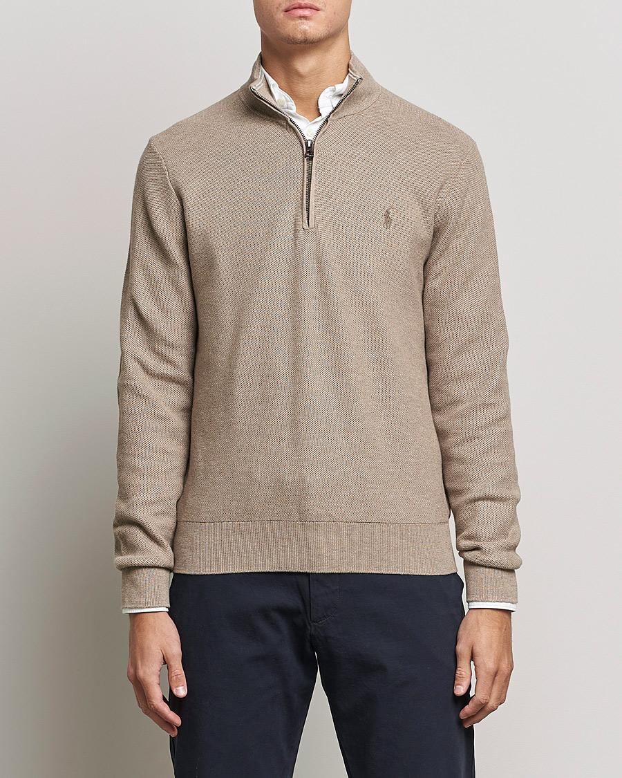 Heren | Truien | Polo Ralph Lauren | Textured Half-Zip Honey Brown Heather