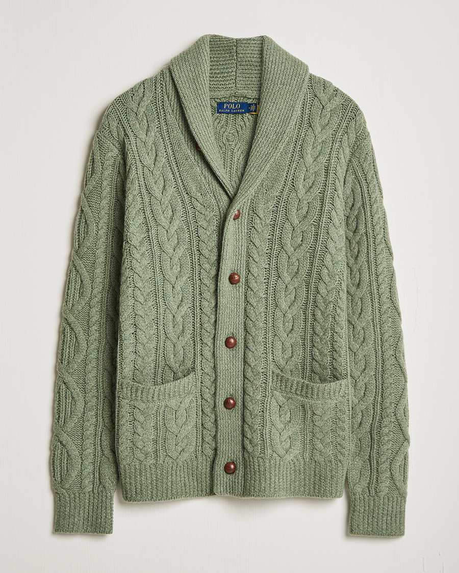Heren | Truien | Polo Ralph Lauren | Wool/Cashmere Structured Cardigan Sage Blue Heather