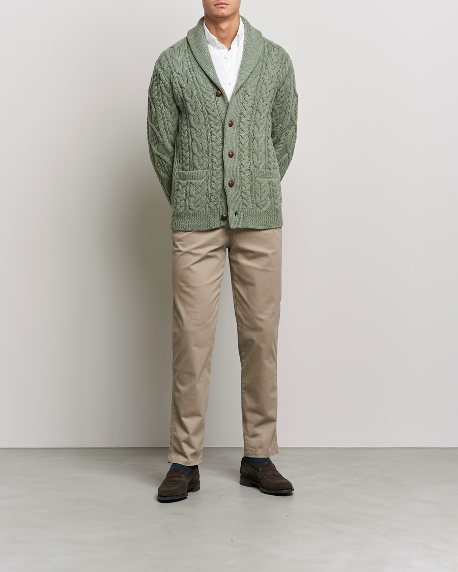 Heren | Truien | Polo Ralph Lauren | Wool/Cashmere Structured Cardigan Sage Blue Heather