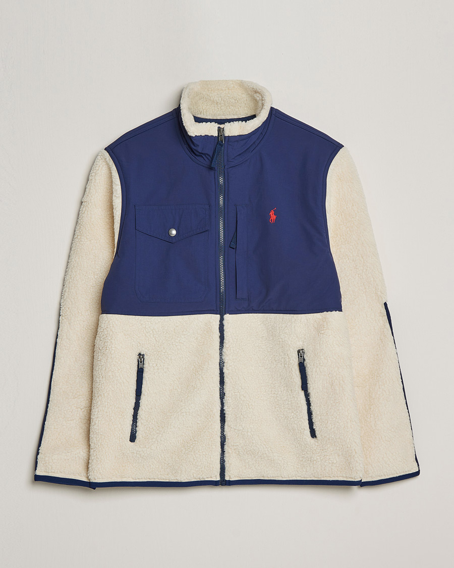 Heren | Truien | Polo Ralph Lauren | Bonded Sherpa Full Zip Sweater Creme/Navy
