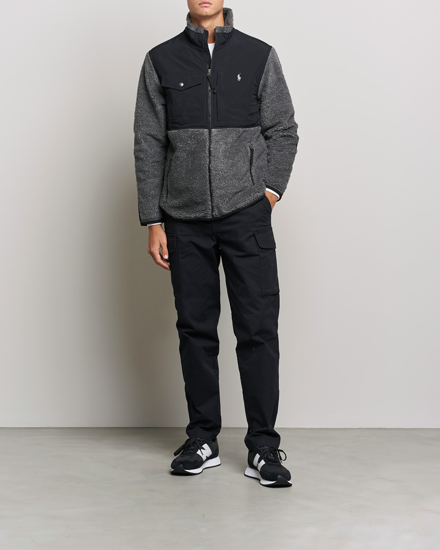 Heren | Truien | Polo Ralph Lauren | Bonded Sherpa Full Zip Sweater Charcoal/Black