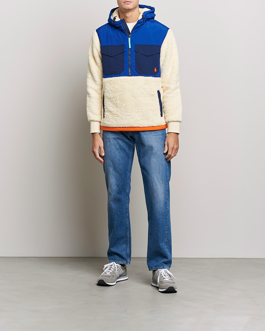 Heren | Truien | Polo Ralph Lauren | Curly Sherpa/Nylon Half Zip Hoodie Cream Multi