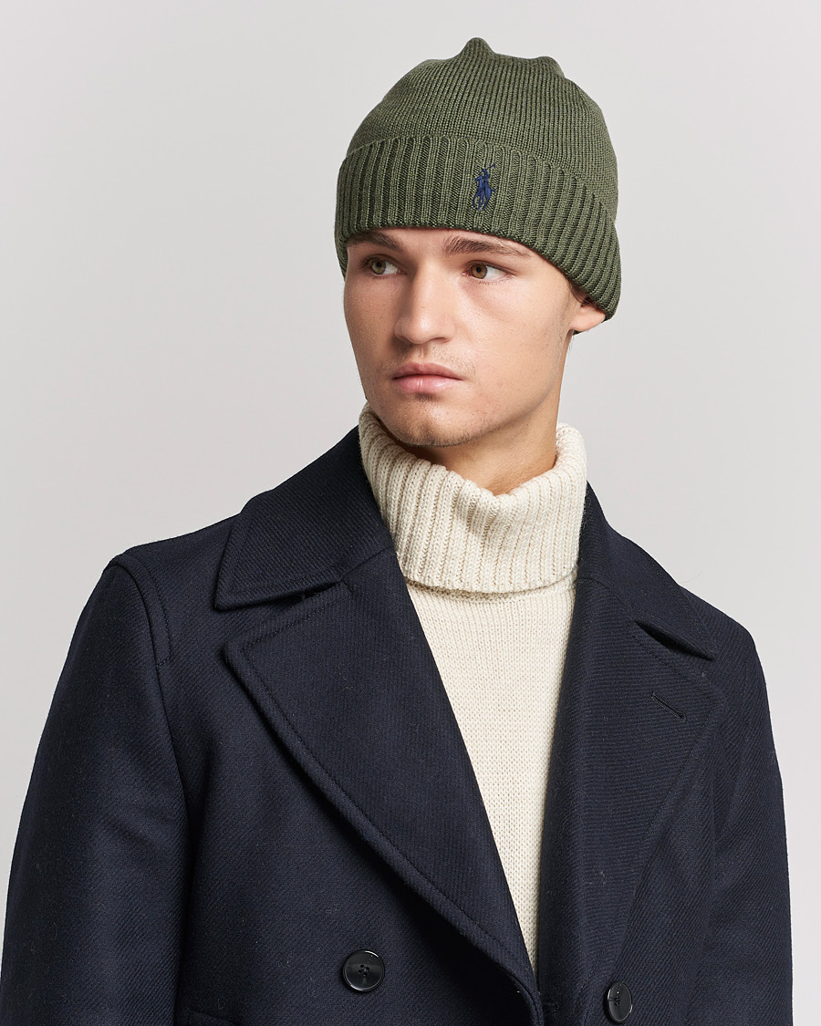 Heren | Polo Ralph Lauren Merino Wool Beanie Army Olive Heather | Polo Ralph Lauren | Merino Wool Beanie Army Olive Heather