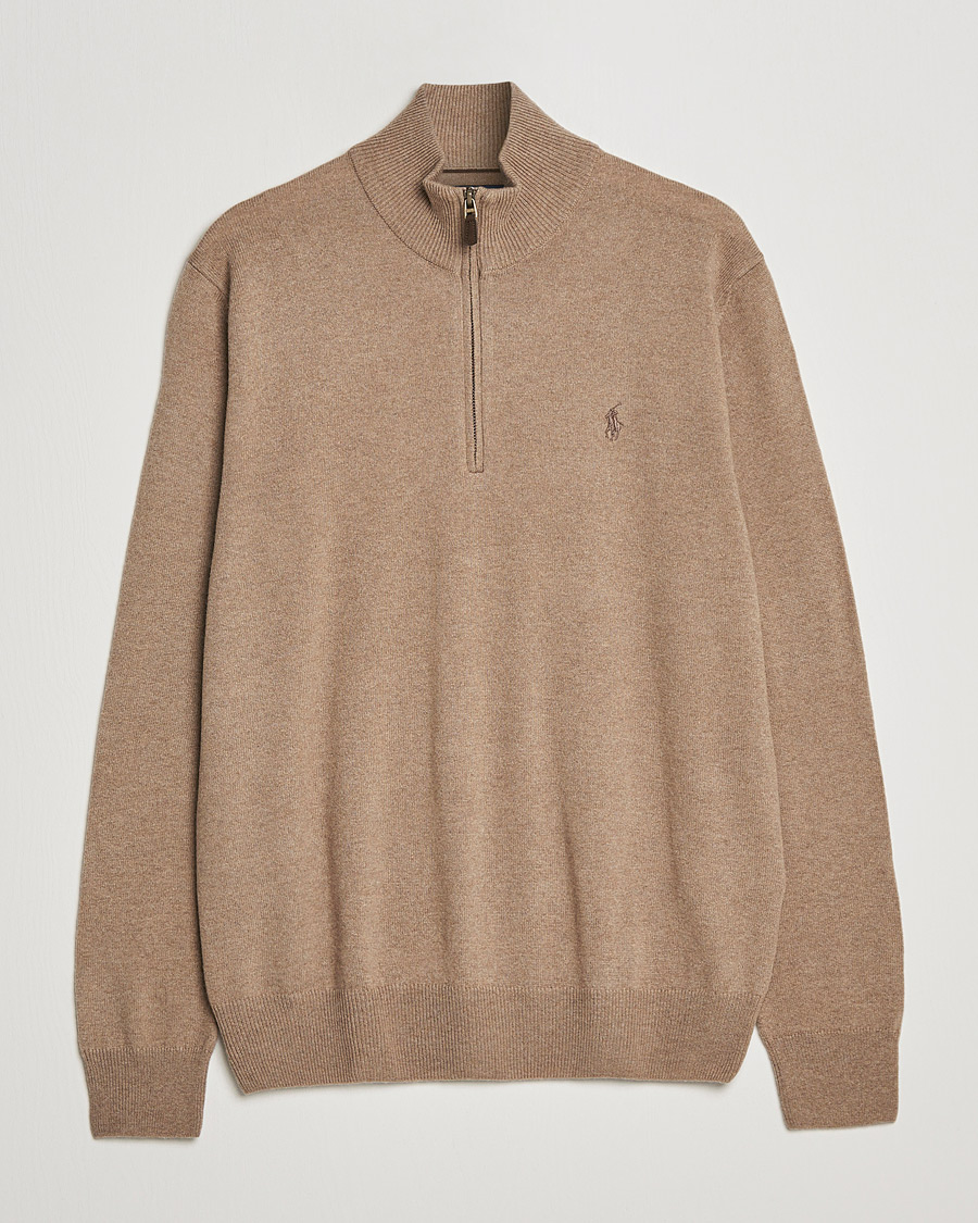 Heren | Truien | Polo Ralph Lauren | Merino Half Zip Sweater Honey Brown Heather