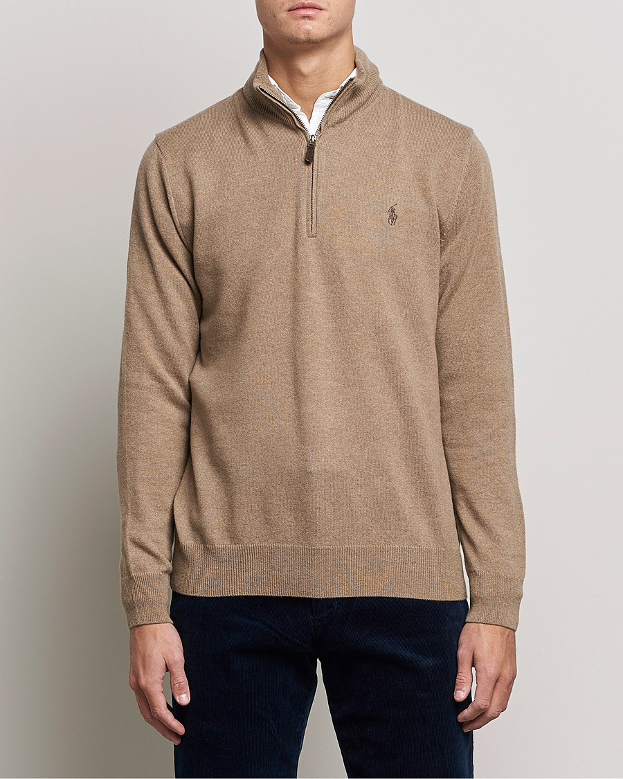 Heren | Truien | Polo Ralph Lauren | Merino Half Zip Sweater Honey Brown Heather